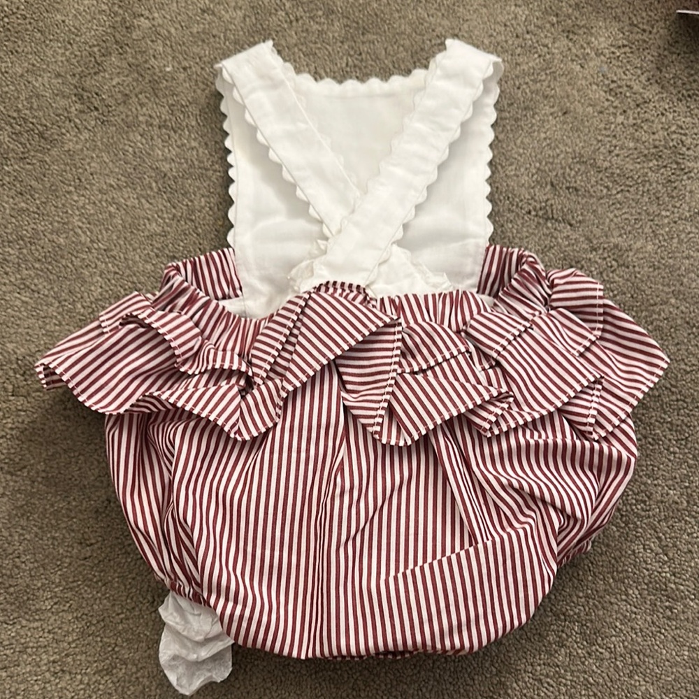 Edgehill Collection Red and White Striped Diaper Cover - Picture 3 of 4